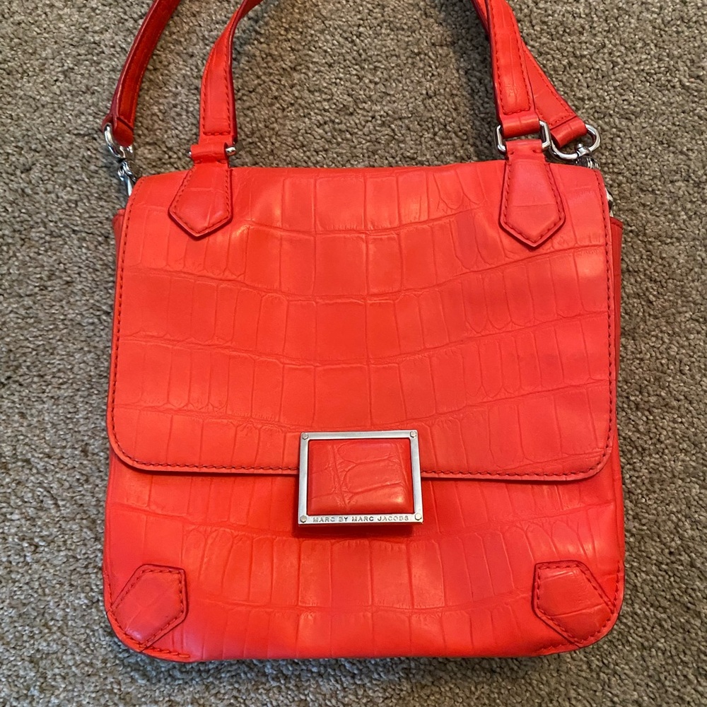 Women's Marc by Marc Jacob’s Croc-Embossed Orange/Red Shoulder Bag.